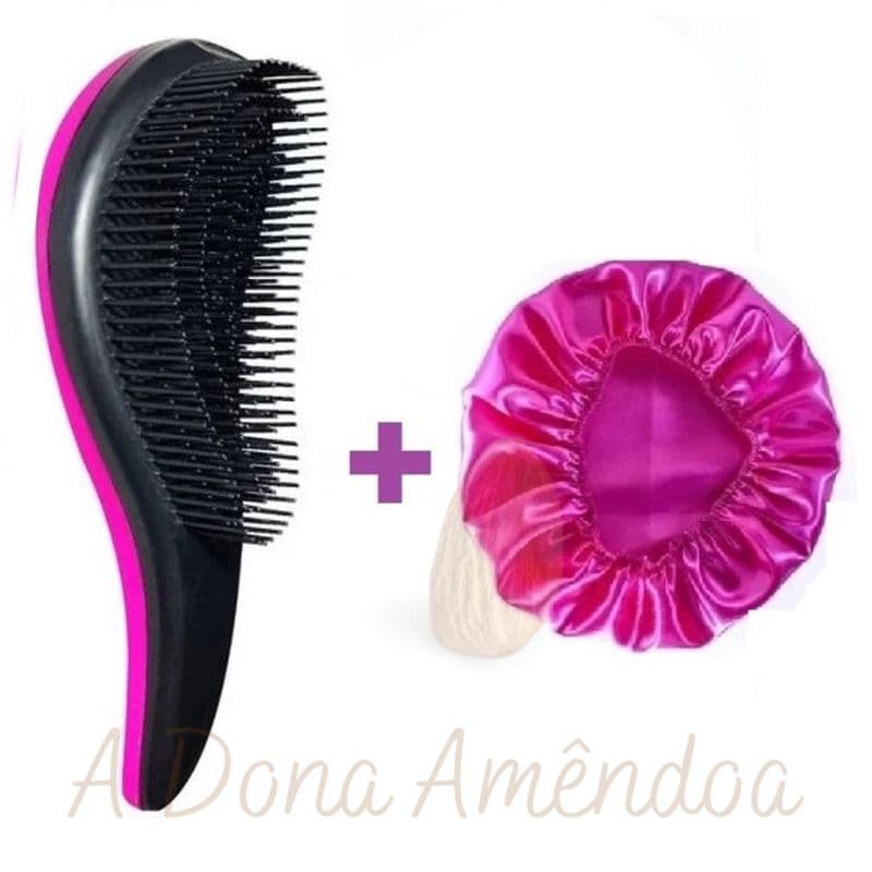 Kit Escova Mágica Cabelo + 1 Touca de Cetim