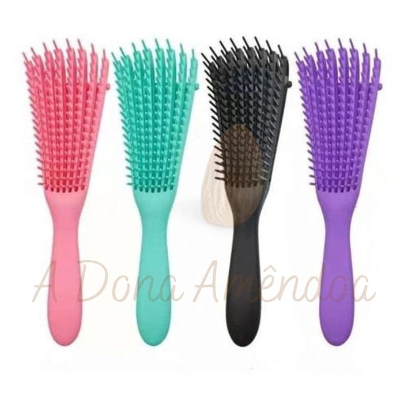 Kit com 3 Unidades Escova para Cabelo Cacho Pente Polvo