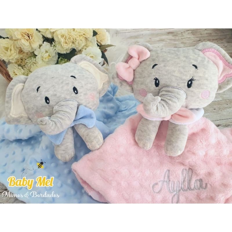 Naninha personalizada, bordada, elefante elefantinho e elefantinha bordada com nome