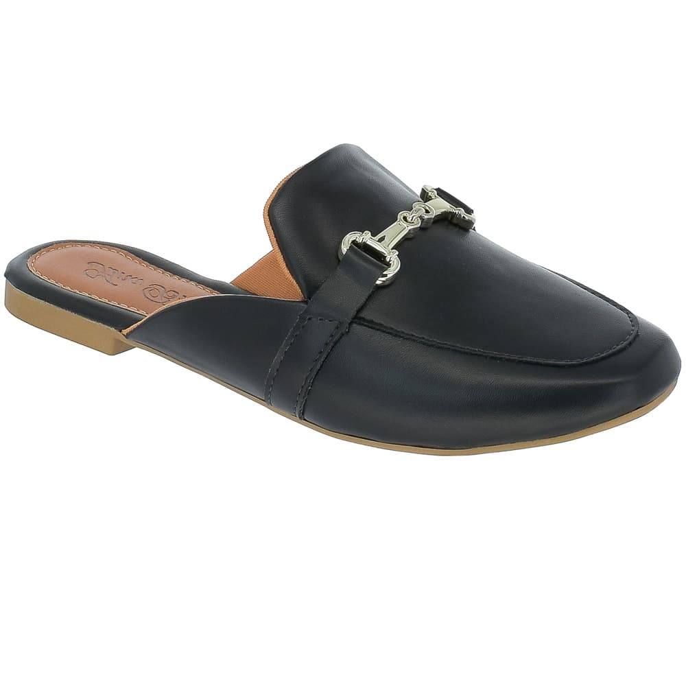 Mule Feminino Sandália Feminina Chinelo Rasteira Fivela Metálica Confortável Tendencia Casual Moda