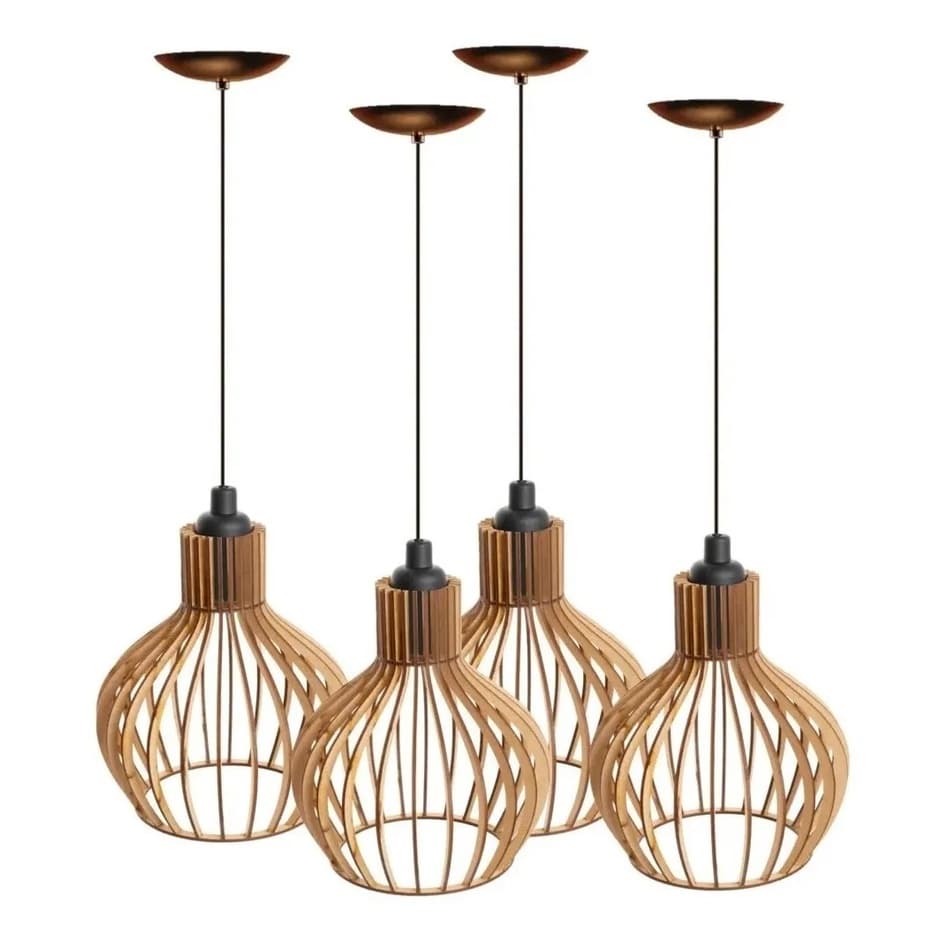 Luminaria Pendente Lustre de Teto Sala Quarto Cozinha MDF