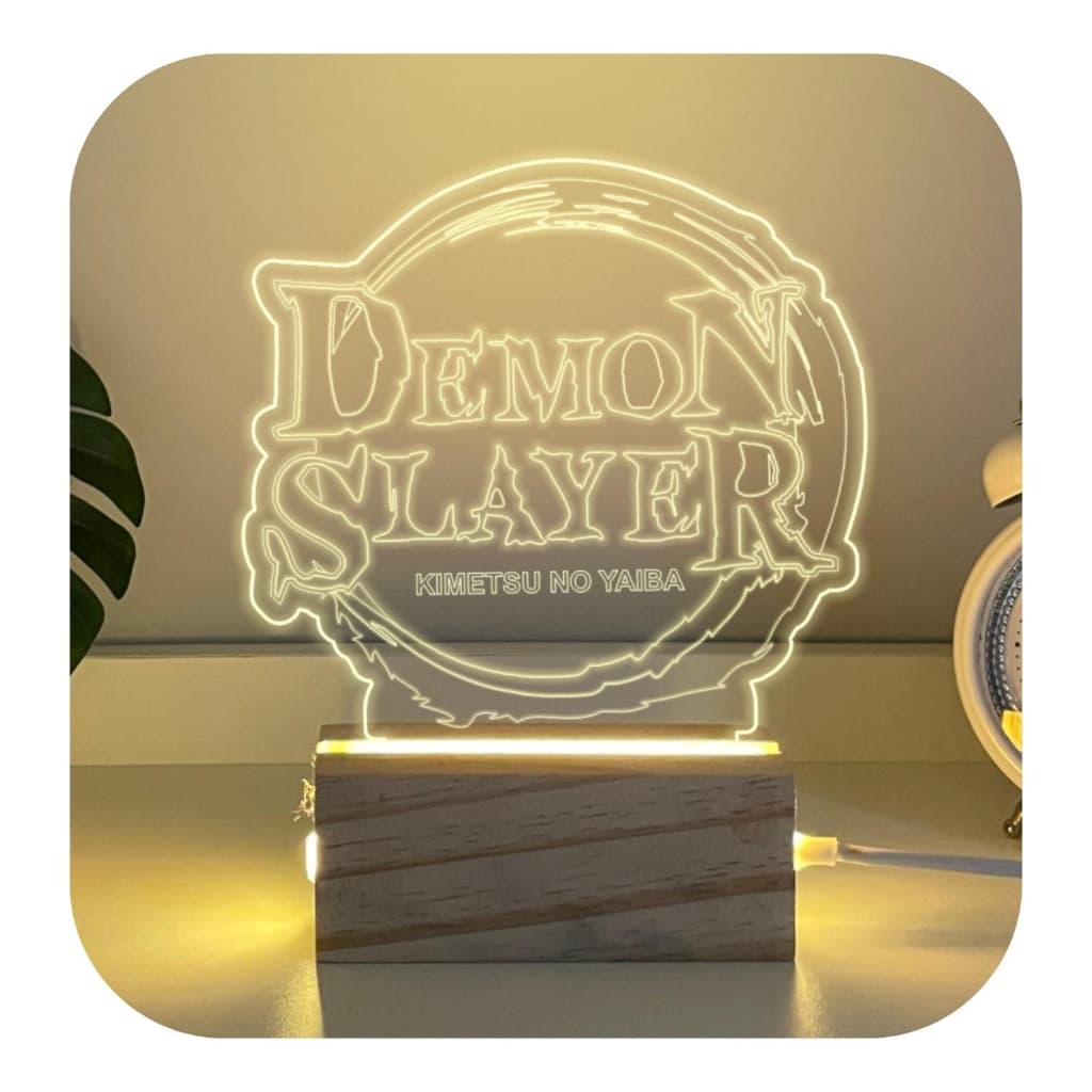 Luminária De Mesa Anime Demon Slayer 3d Acrílico Madeira Led