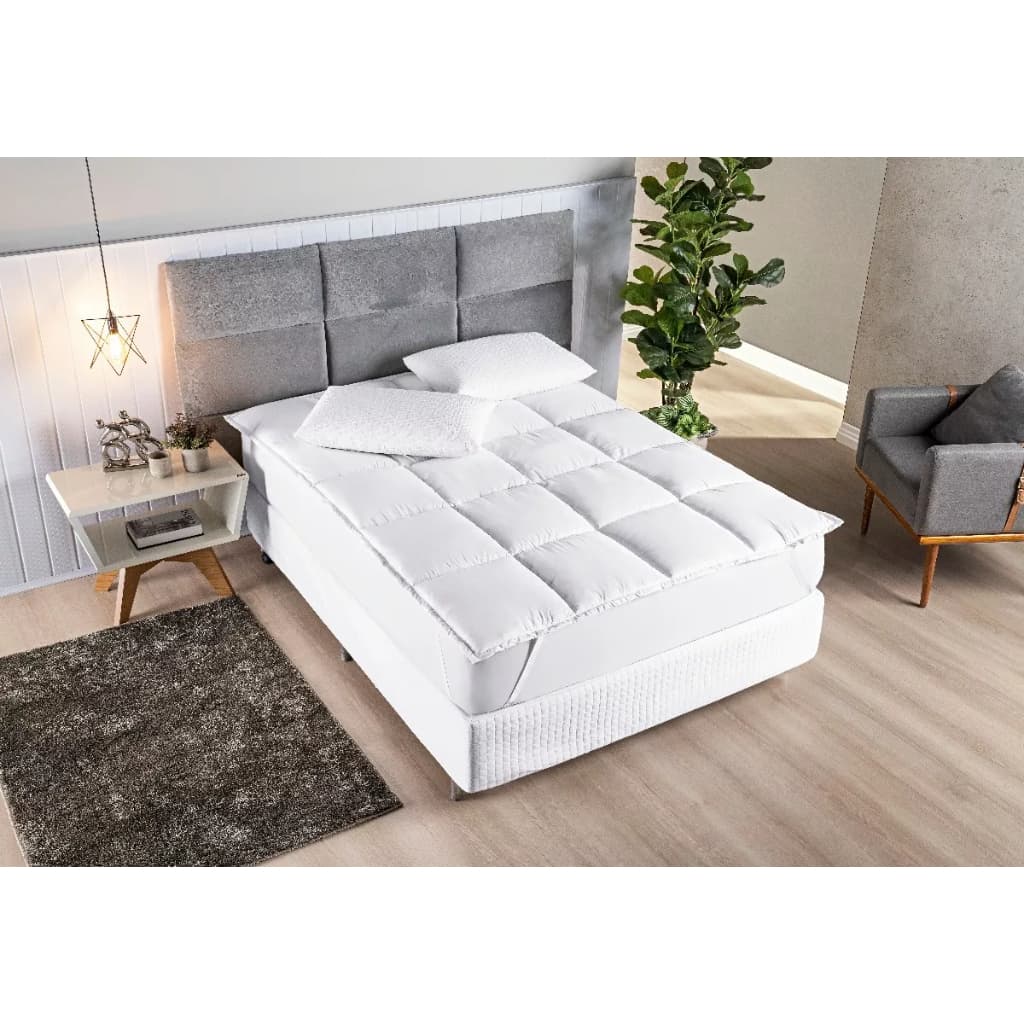 Pillow Top Queen 200 Fios Manta 400g/m² - 1,98x1,58x40cm Altura - Manta Siliconada - Com Elásticos