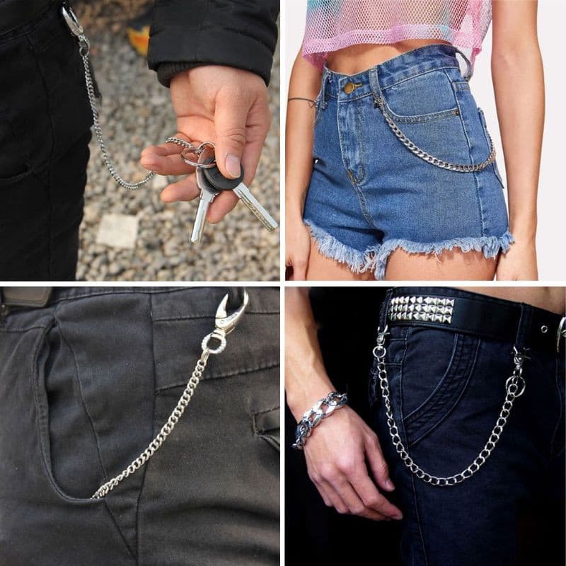 Chaveiro Calça Rock Punk Bolso Gancho Prender Carteira 30 cm