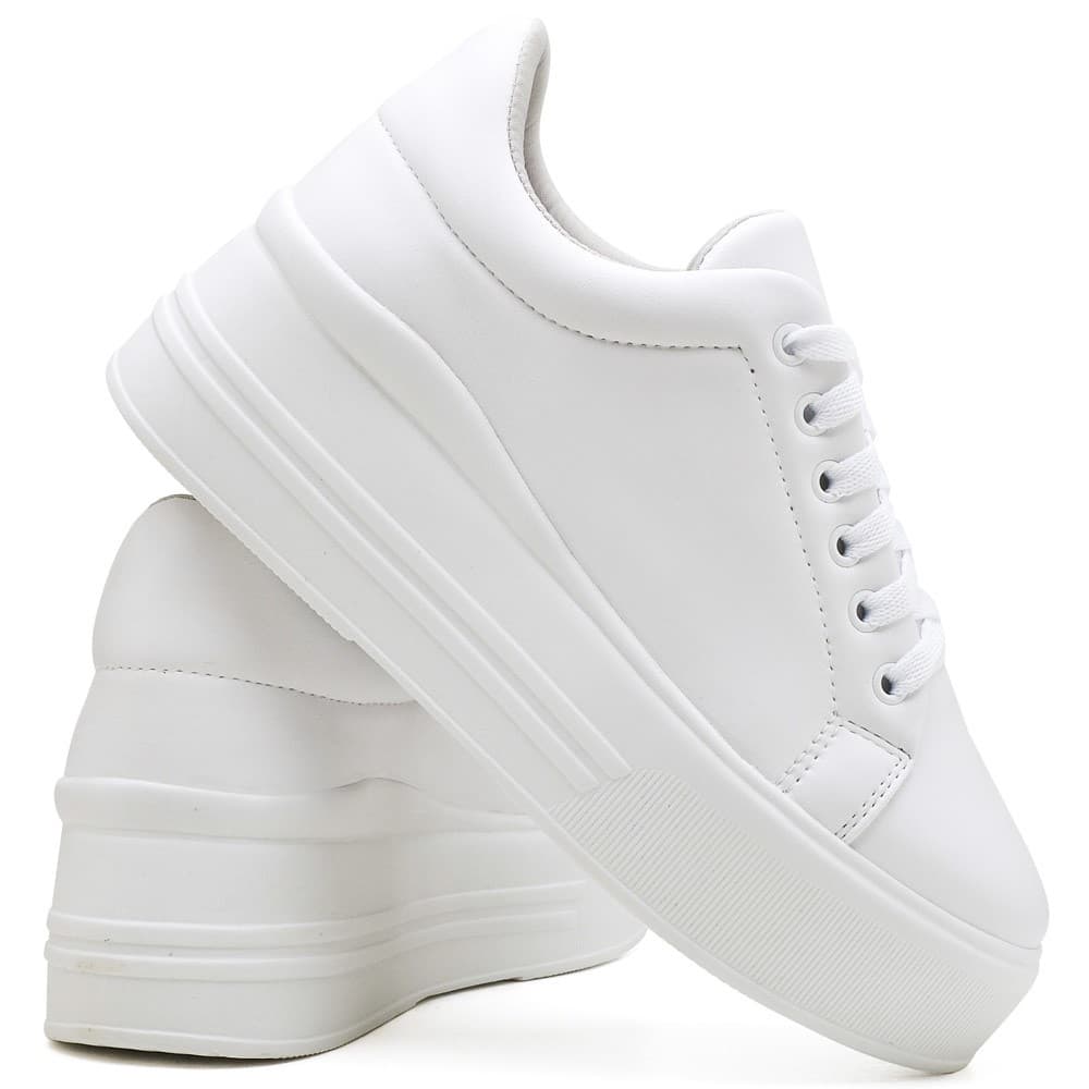 Tênis Feminino Branco Casual Plataforma Flatform Branco Promoção Original