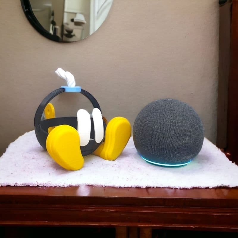 Suporte Alexa Echo Dot 4 ou Echo Dot 5  Bob-omb Super Mario Bros - Presente, decoração stand de mesa