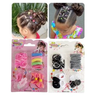 Cartela Com Acessorios Para Cabelo Infantil Adulto Elastico de Silicone Liguinha Rabico Xuxinha Mini Piranha Beads