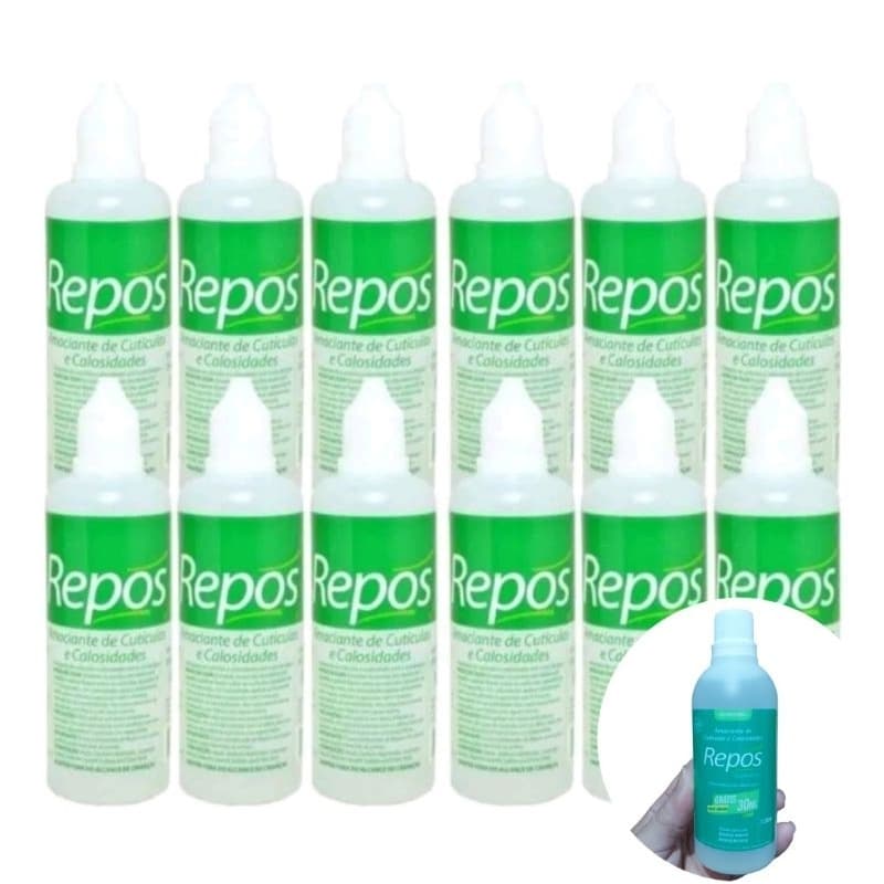 Kit 12 Amaciante de Cutículas e Calosidades Repos Amolecedor de Cuticulas e Calos Repos 120ml cada