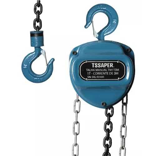 Talha Guincho Manual 1 Tonelada 1000kg Com Corrente 3 Metros Com Freio Duplo Tssaper