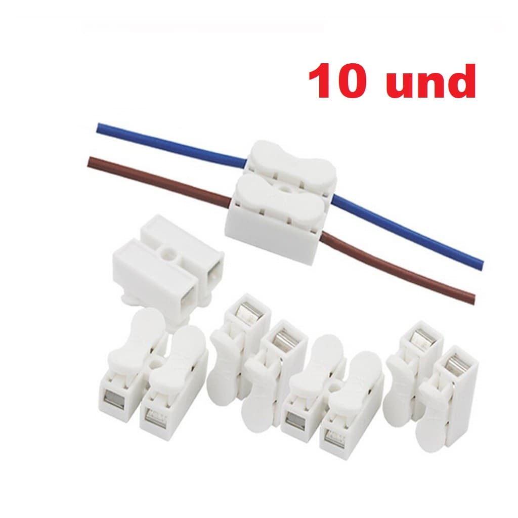 10 - 20 x Conector de Pressão Emenda Sem Solda DUPLO branco Para Fios Engate Rápido de 2 vias
