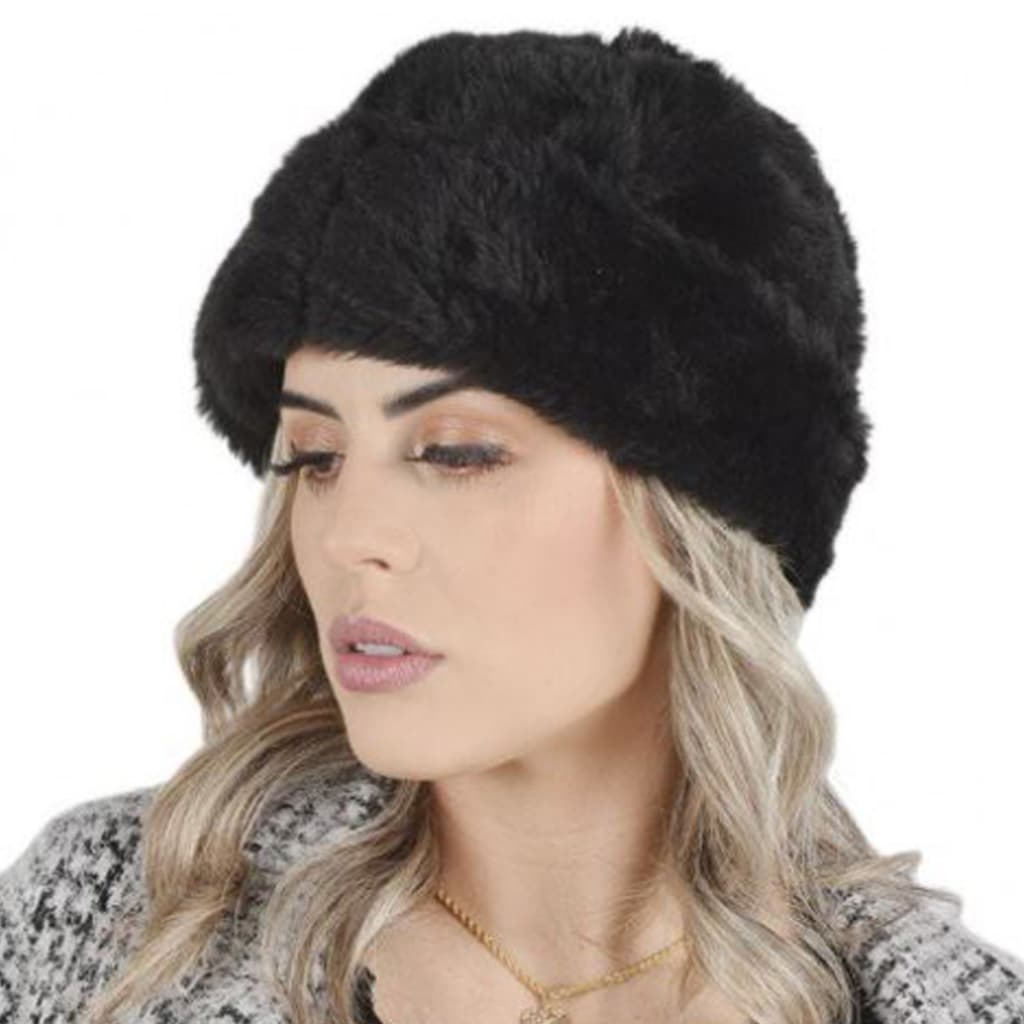 Gorro Touca de Pelo Sintético Pelinho Pelúcia Fake para Inverno Frio