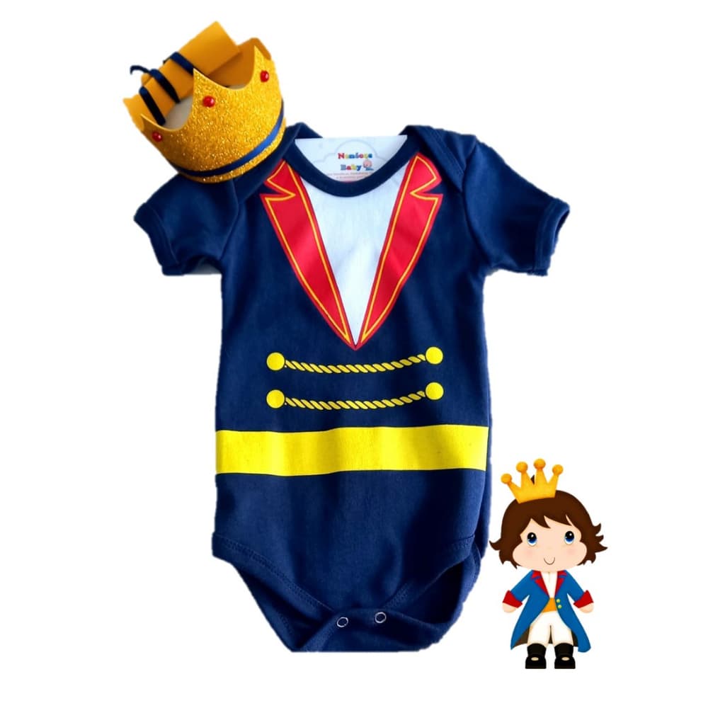 Body Bebê Pequeno príncipe Fantasia bebê / Coroa / Body temático