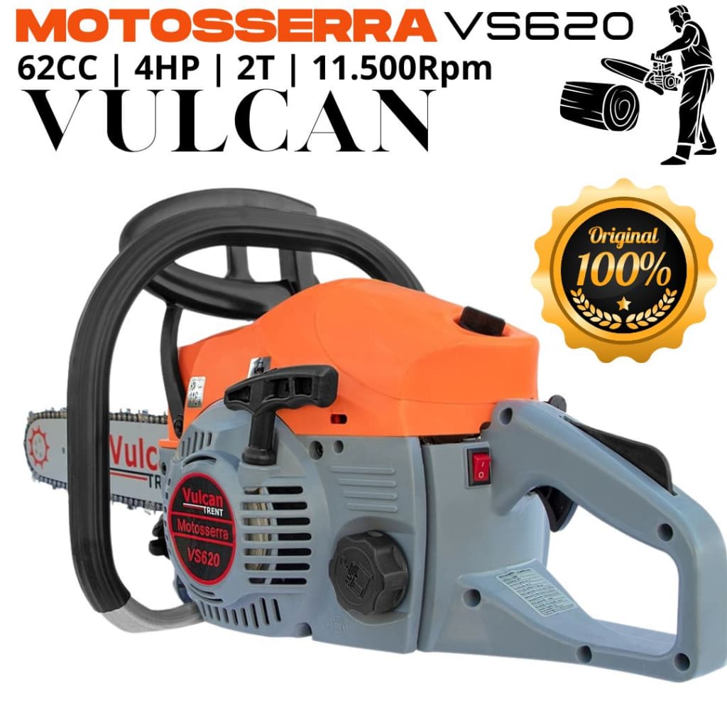 Motosserra Profissional Potente à Gasolina Vulcan VS620 / 11500RPM