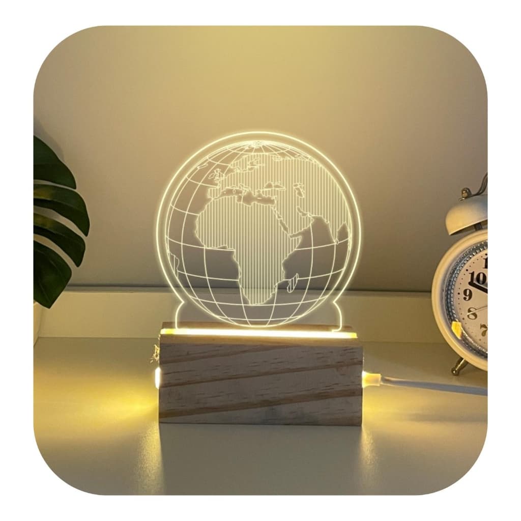 Luminária De Mesa Escritório Mundo Viagens Acrílico 3d