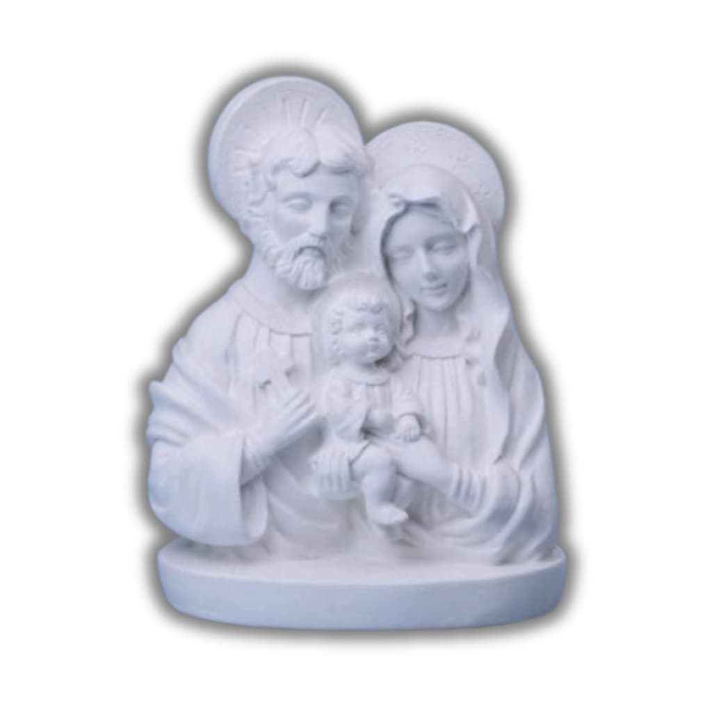 Escultura Sagrada Família de Jesus 20CM de Gesso Cru Religioso