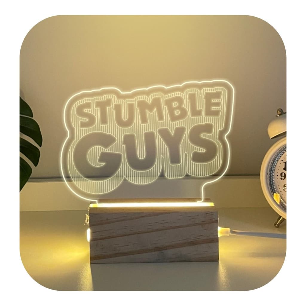 Luminária Quarto Jogo Stumble Guys 3d Led Abajur Madeira