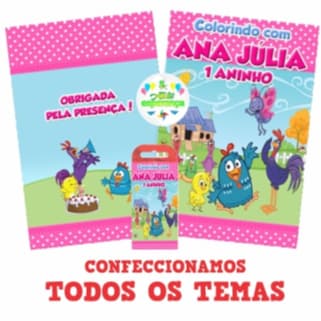 40 Revista de Colorir Personalizados 40 und. + 40 caixinhas de Giz De Cera Grátis