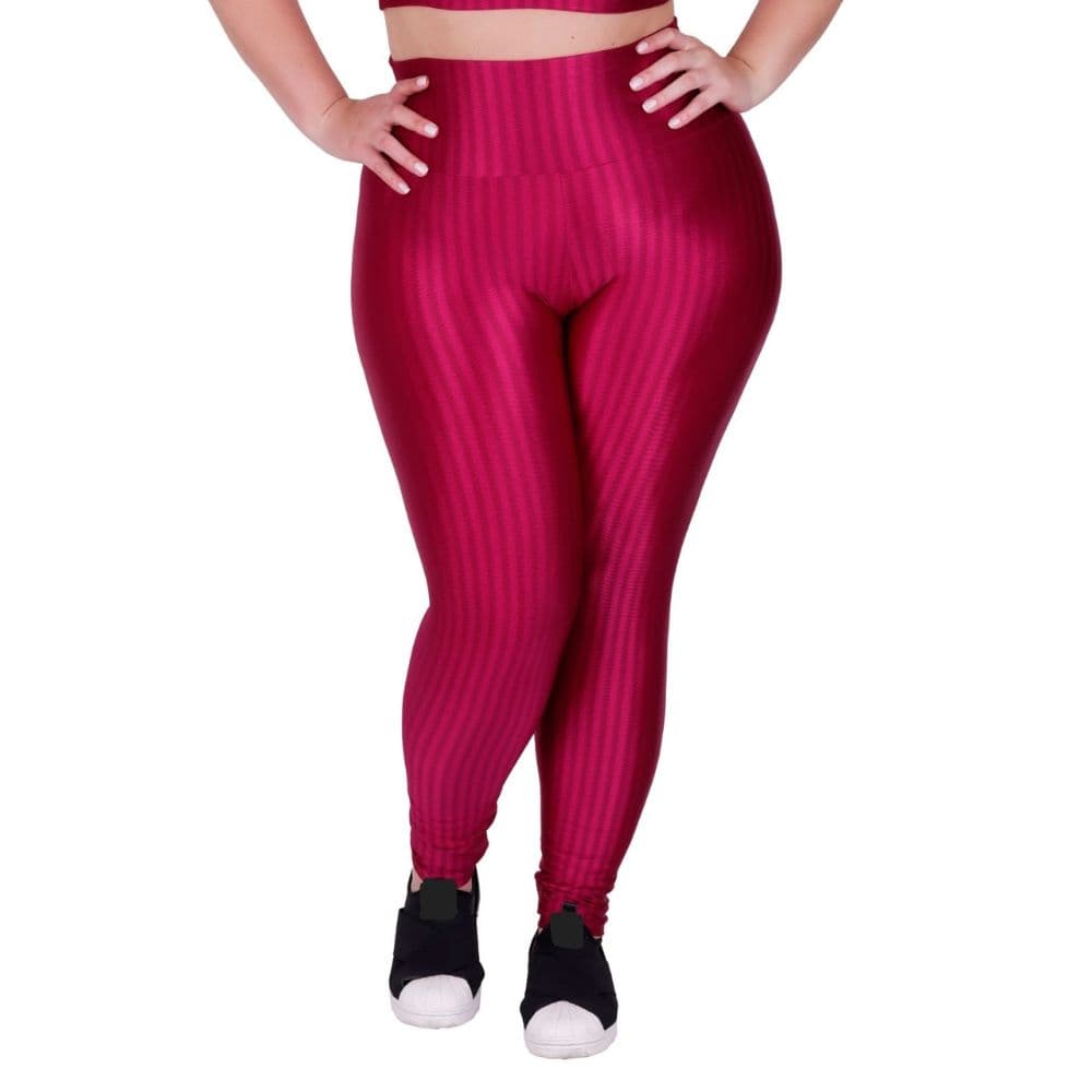 Calça Legging Fitness Plus Size Cirrê 3D Feminina Leg Grande para Academia Cintura Alta Laura 46 48 e 50