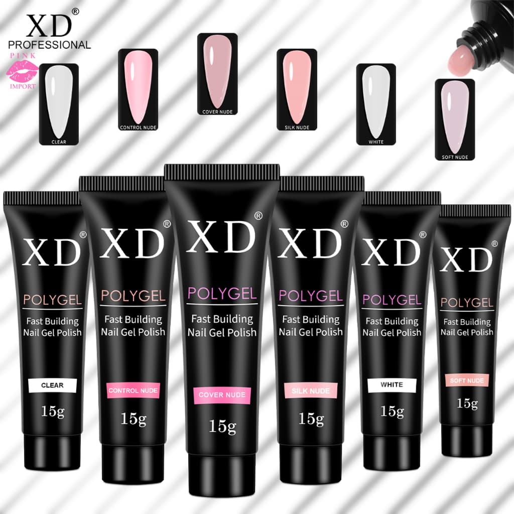 Polygel XD Nude LED UV Profissional 15g F1 Alongamento Unhas de Gel Poly Gel