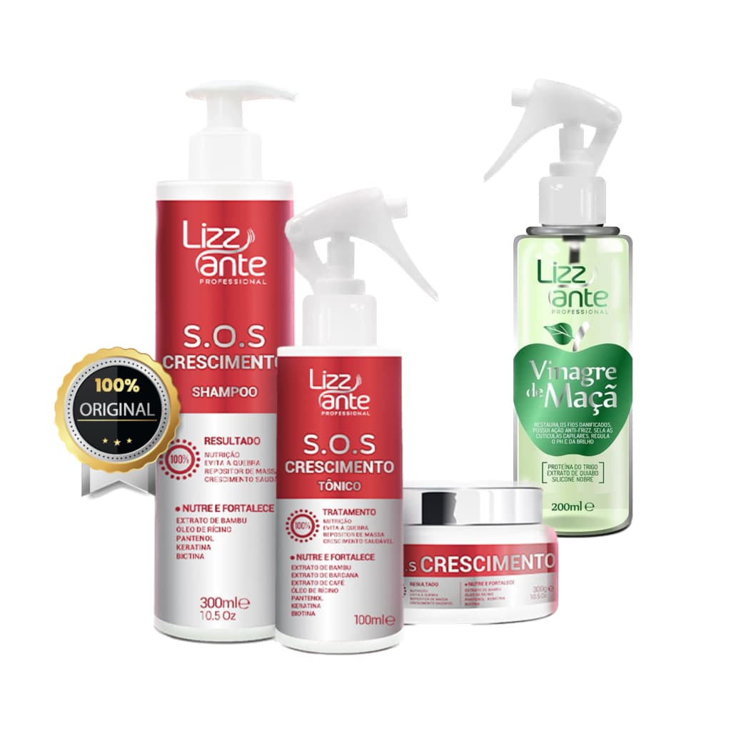 Kit Sos Crescimento e Vinagre De Maçã Combate Queda de Cabelo Crescimento e Fortalecimento Capilar