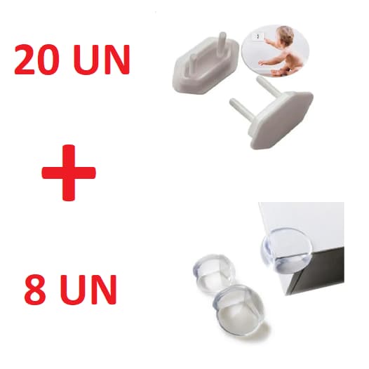 Kit Proteção 8 Protetores De Silicone e 20 Protetores De Tomada