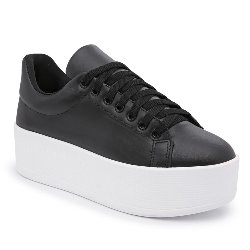 Tênis Feminino Preto Plataforma Sapatenis Casual Tendência  Sola Alta Fashion Blogueira
