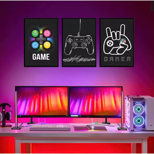 Quadro decorativo 3 telas Gamer
