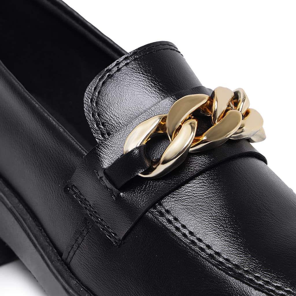 Mocassim Feminino Tratorado Corrente Ouro