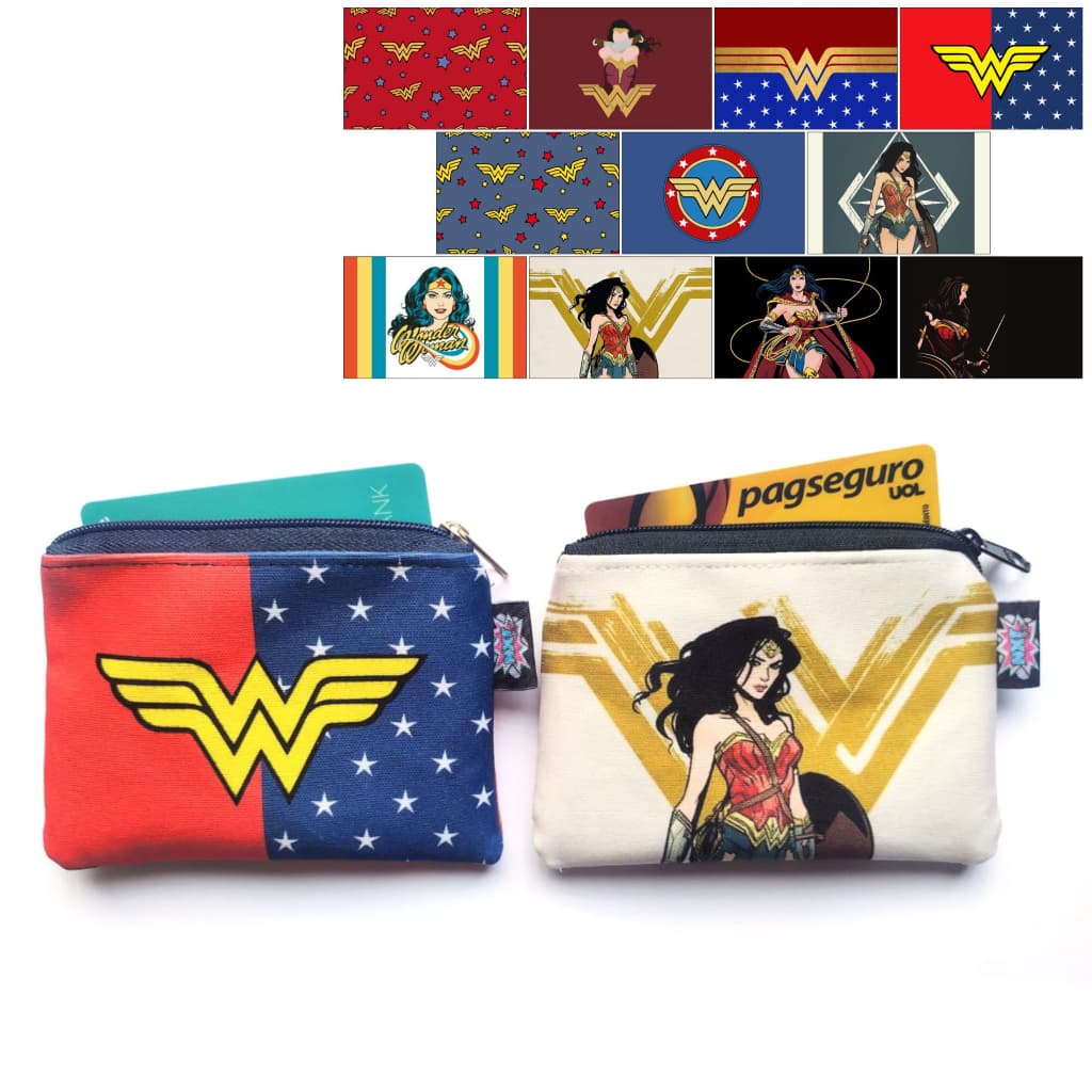 Porta Moedas / Fone / Cartão / Níquel / Bolsinha / Carteira / Mini Nécessaire Mulher Maravilha / Wonder Woman