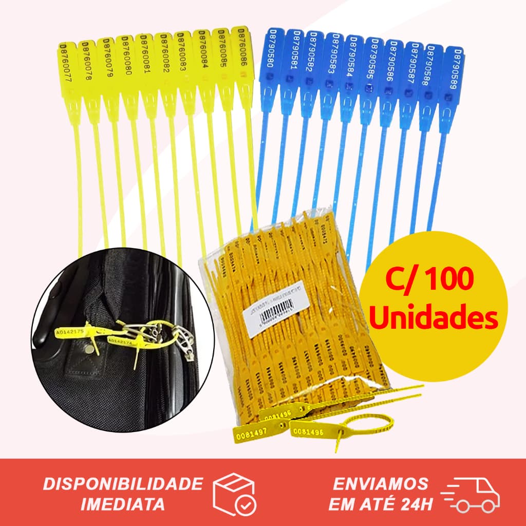100 Lacres de Segurança Numerados Nylon Resistente