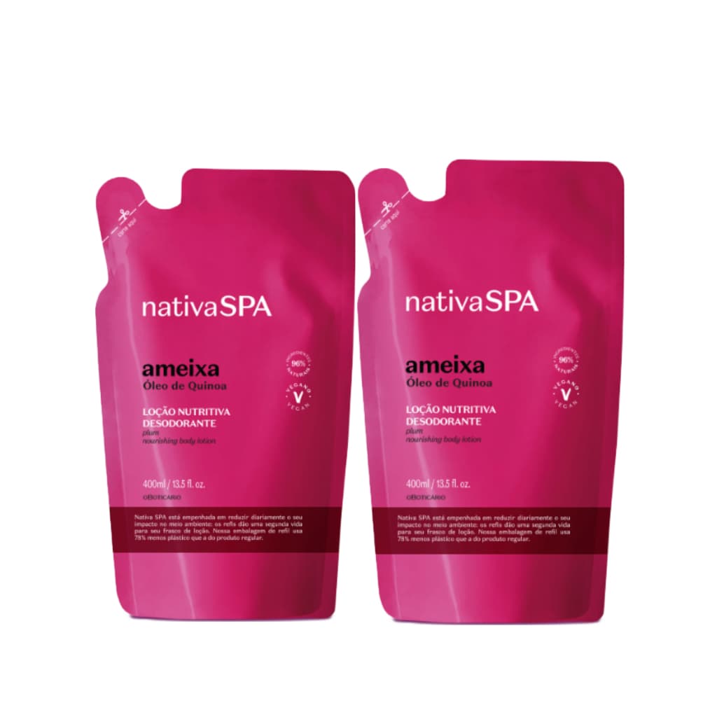 Refil Creme Hidratante Corporal Nativa Spa Boticário Ameixa 350ml 02un