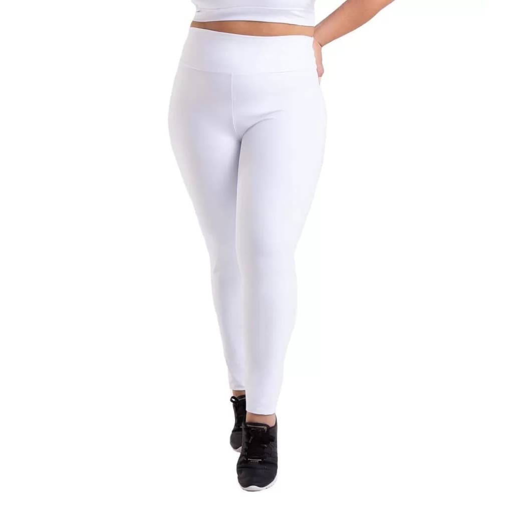 Calça Legging Plus Size Forrada/ Flanelada Feminina Grossa Branca