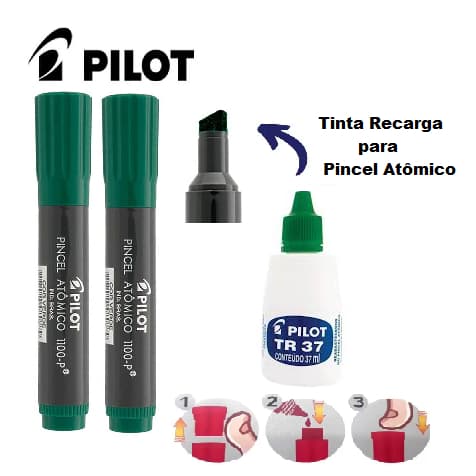 Kit 2 Pincel Atômico 1100 e Tinta TR-37 Pilot