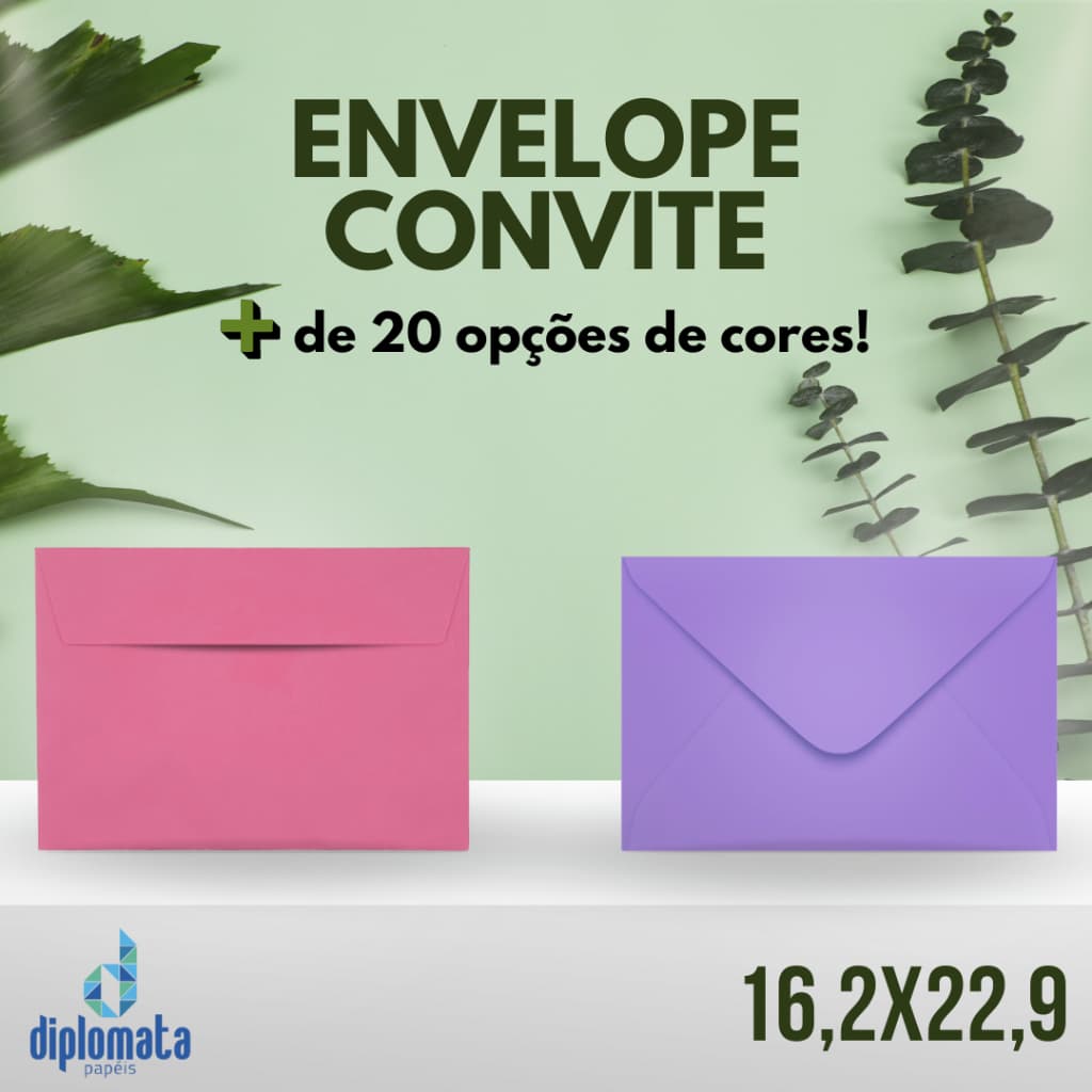 Envelope Convite 16,2x22,9 Colorido 80g / 16x23,5 Branco 90g (10 Unid) p/ Convites Eventos Festas A5 16x23 162x229