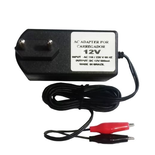 Carregador De Bateria Selada 12v 800mah Bivolt Com Garra