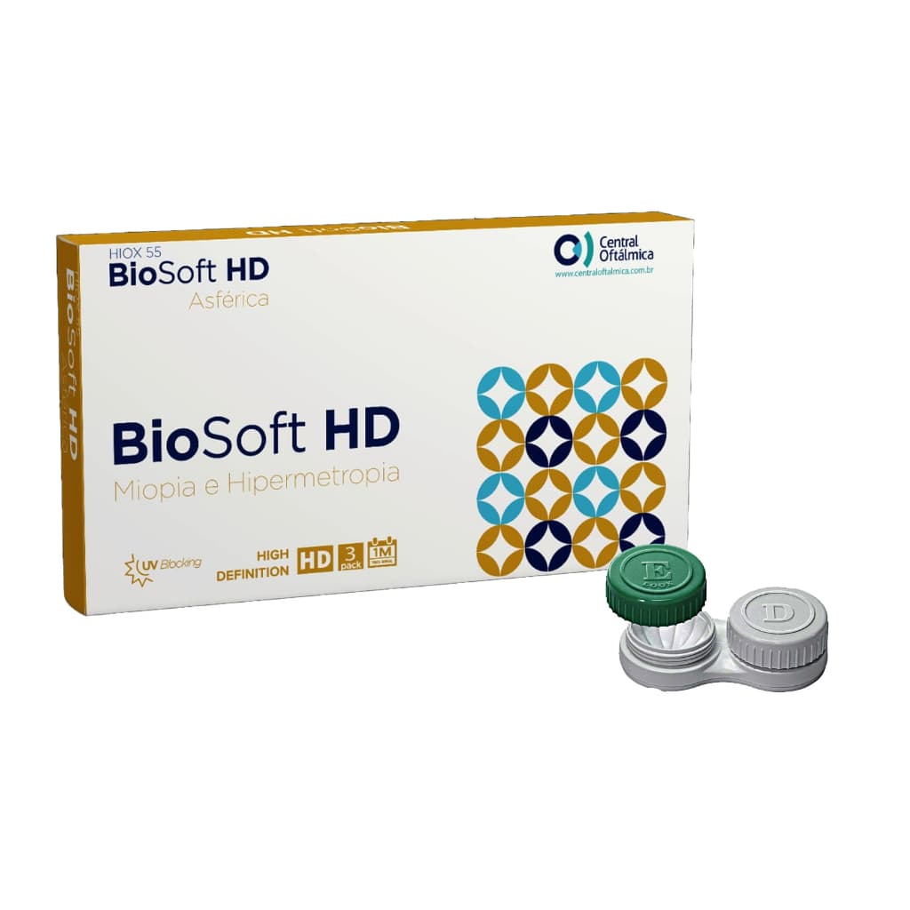 Lente de Contato Biosoft Hd Asférica Miopia Uso  Mensal Ate -20,00