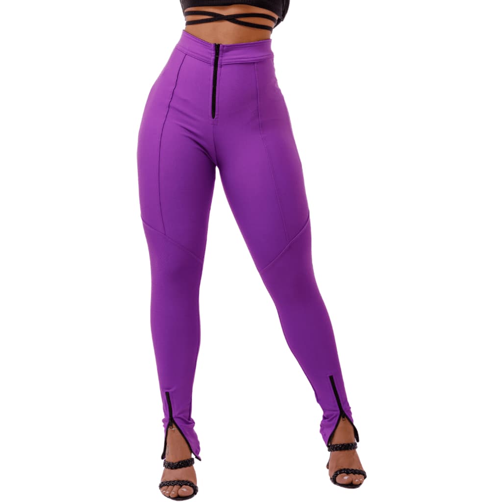 Legging Feminina 3 Zíper Hot Pants Efeito Levanta Bumbum