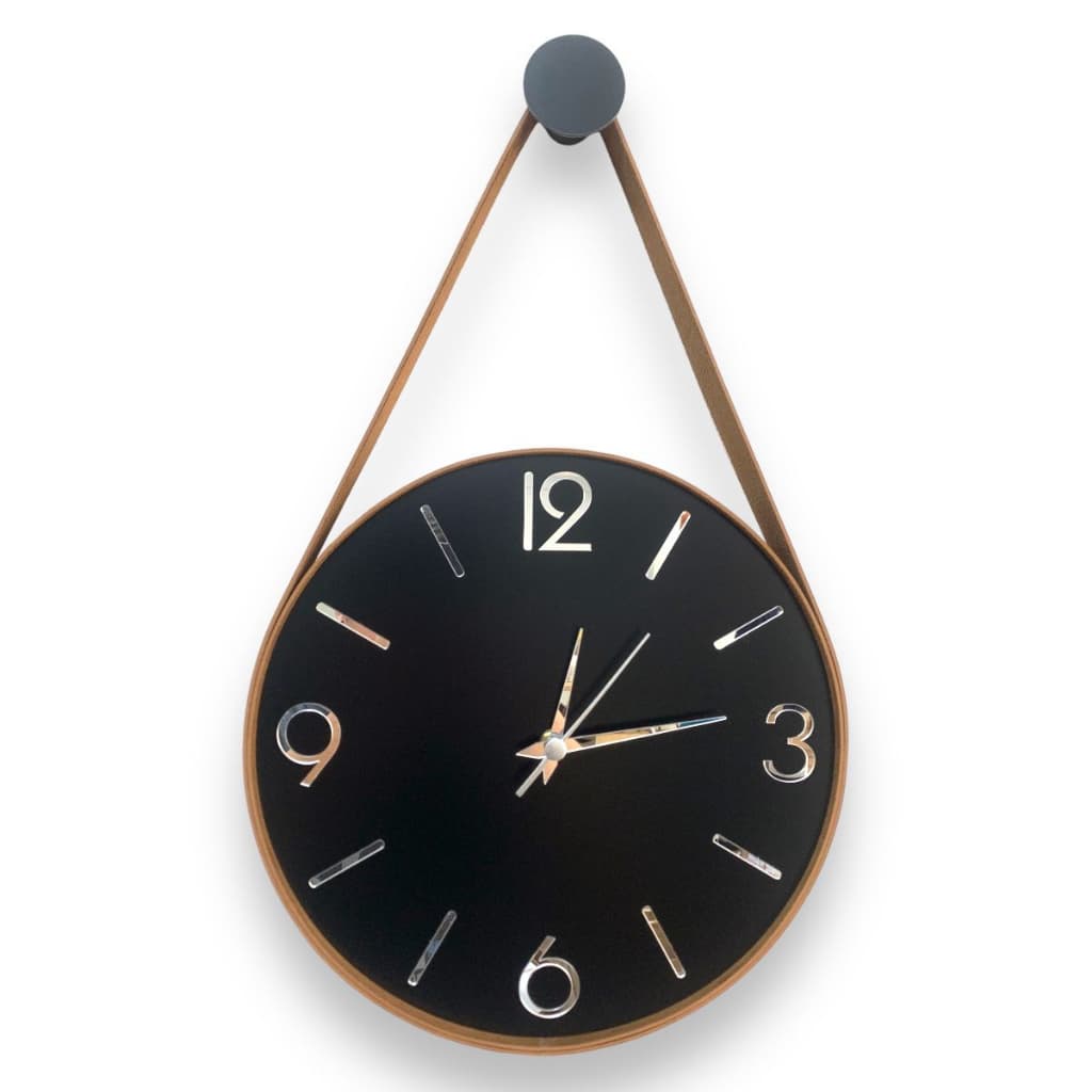 070 RELÓGIO 30 CM  ADNET DE PAREDE PRETO CARDINAIS PRATA