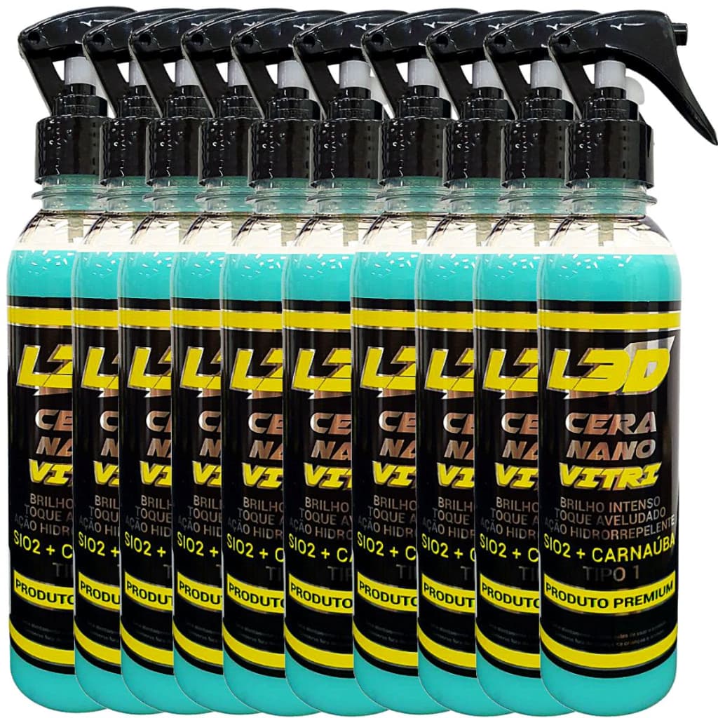 Kit 10 Ceras Automotiva Vitrificadora L3D facil aplicação alto brilho e proteção
