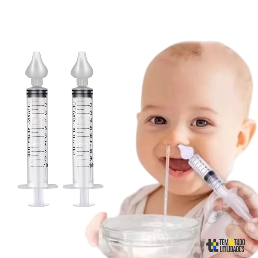 Kit 2 Seringa de Limpeza Nasal e Higienização Infantil Com Ponta de Silicone 10ML