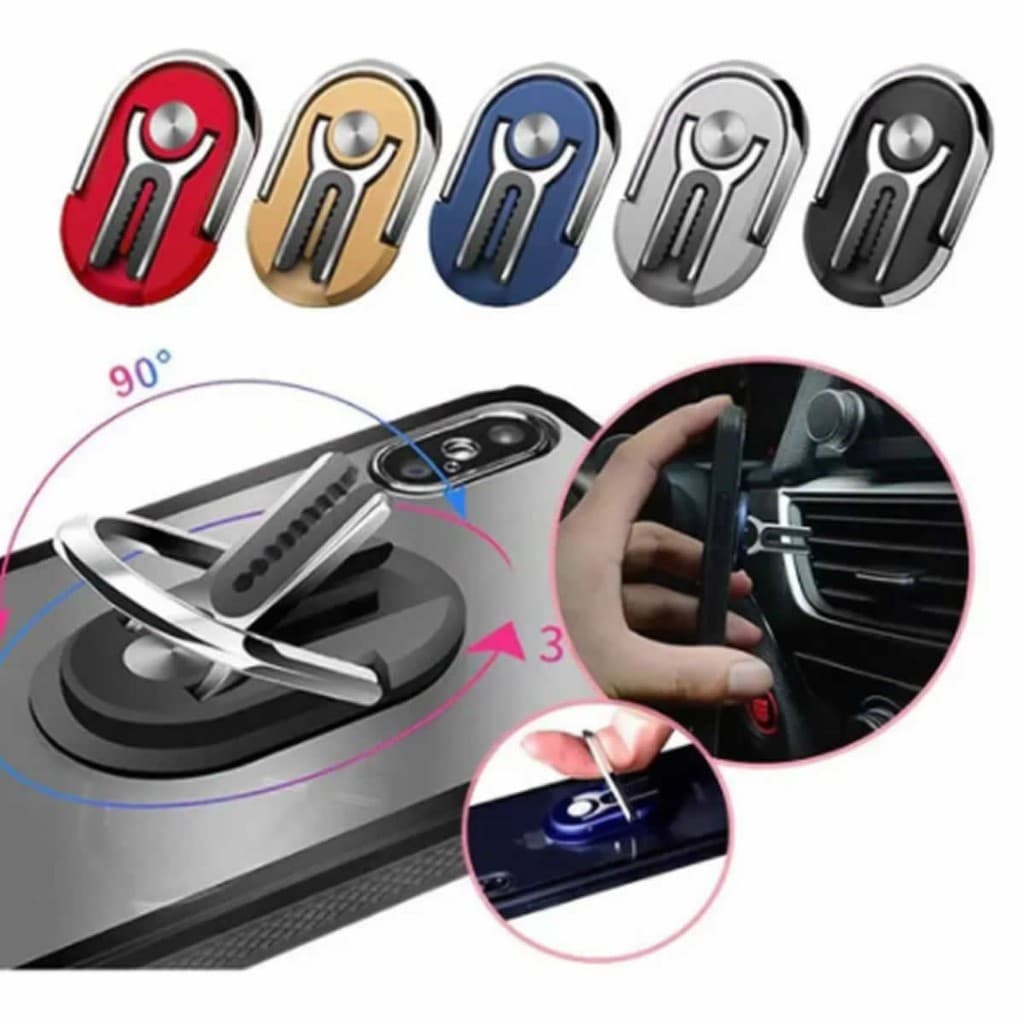 Suporte Anel Celular Veicular 3 em 1 Hicucoo Ring Anti Furto Ar Condicionado Carro Apoio De Mesa Suporte