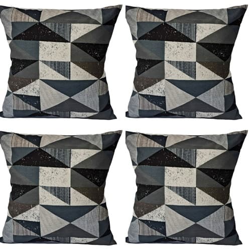 Kit 4 Capas Almofadas Geométricas Cinza 45 X 45 Cm Com Zíper Escondido