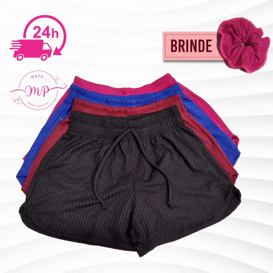 Short Malha Canelado Infantil Shortinho Curto Leve Moda Roupa Feminina