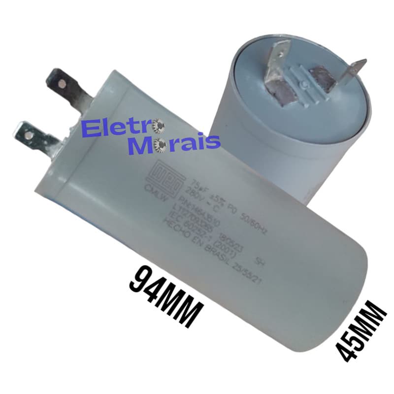 Capacitor Original Weg 75uf 250v 280v para máquina Forrageira