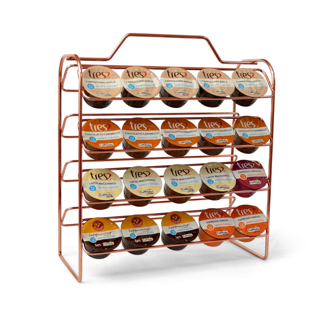 Suporte Organizador Porta 40 Cápsulas Café - Três 3 Corações - Rose Cobre