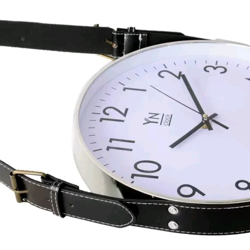 Lindo Relógio De Parede Redondo Com Alça em Courino Design Inovador - 30 cm