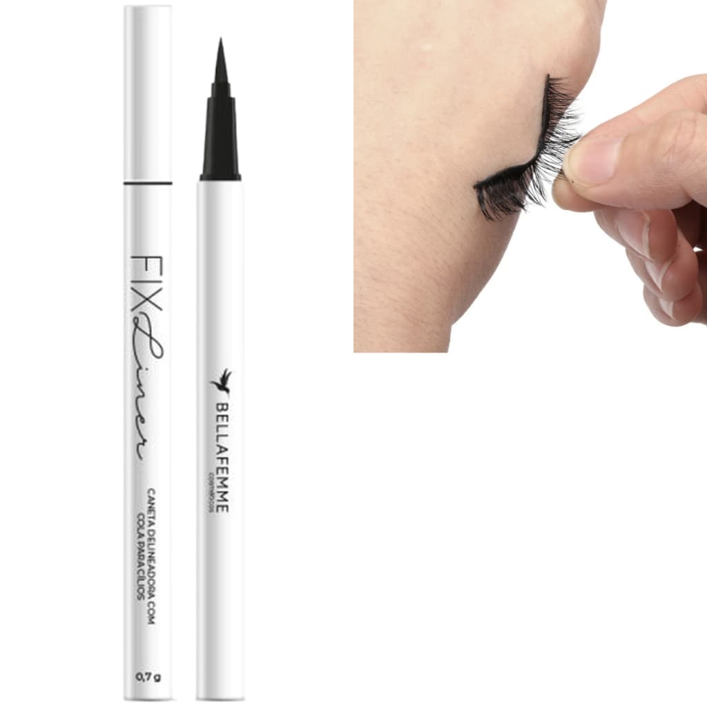 01 Caneta Lápis Fix Line Preto Profissional Cola Magnética Para Fixar Cílios Postiços BF10101 - BellaFemme
