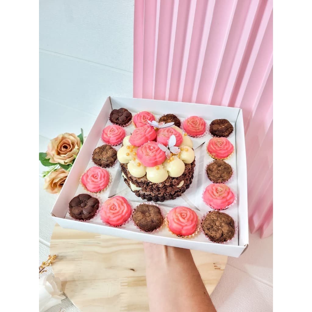 Caixas para Bolo Bentô + 16 Doces 20x20x08cm, Mini Bolo, Bento Cake KIT 5~20