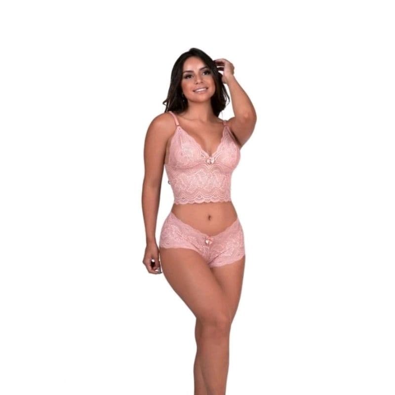 conjunto de renda cropped e caleson/conjunto espera marido