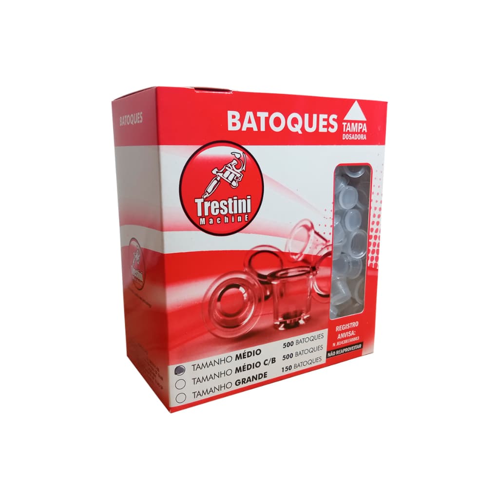 Batoque Para Tatuagem M Trestini CX 500un Com Tampa Dosadora Tattoo